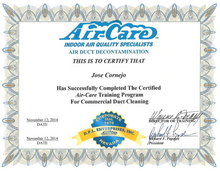 Certified Commercial Duct Cleaner